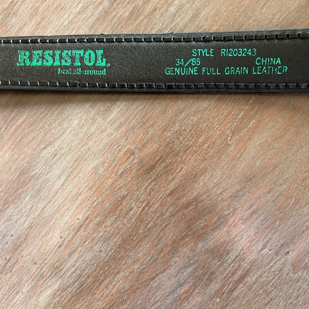 Resistol western Black Leather Men’s Dress Belt with brass Buckle - Picture 6 of 9